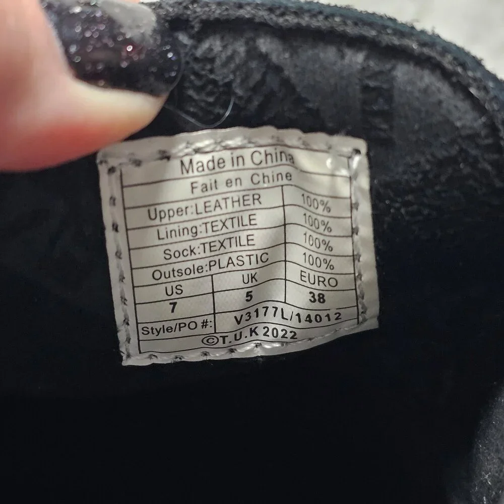 T.U.K. Black Suede Creeper Mule Platform Buckle Size 7 - Picture 4 of 6